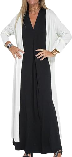 Mujeres de Manga Larga Flutter Long Cardigan Solid Color Split Casual Street Long Cardigan Chaqueta Boho...