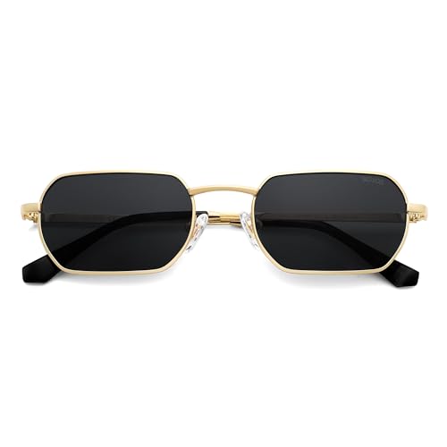 SOJOS Gafas de sol retro rectangulares met&aacute;licas, cl&aacute;sicas polarizadas rectangulares UV400, gafas para...