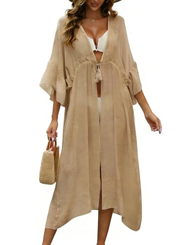 Koerye Vestido de Bikini para Verano Mujer C&aacute;rdigan Bikini Kimono Cover Up Elegante Largo Bohemio Maxi...