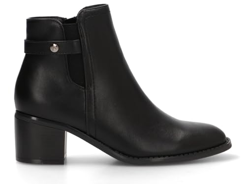Etika ARMONY Botines de Tac&oacute;n Ancho para Mujer, Bot&iacute;n Elegante con Detalle Plateado y Cremallera,...