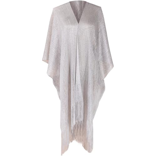 Generisch Kimono de playa para mujer con flecos y efecto purpurina, cubierta aireada en aspecto...