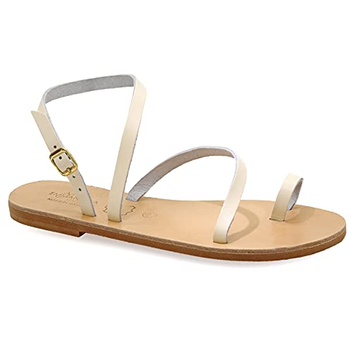Emmanuela - Sandalias planas de cuero griegas antiguas hechas a mano, zapatos de verano de calidad para...