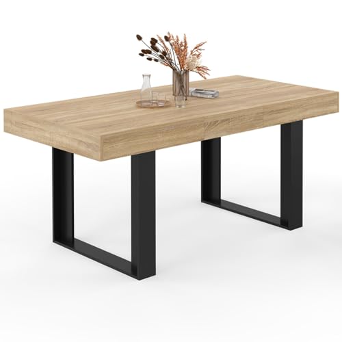 IDMarket - Mesa de comedor rectangular extensible PHOENIX 4-6 personas, madera y negro 120-160 cm