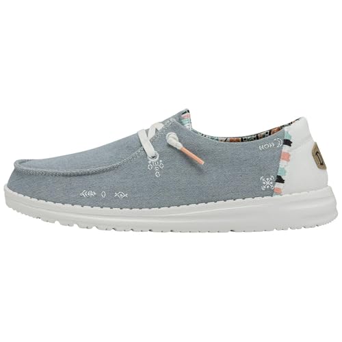 HEYDUDE Wendy Boho - Zapatos Estilo Mocas&iacute;n para Mujer, Light Denim, 38