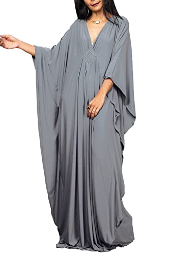 LikeJump Boho Kaftan Maxi Vestido Largo de Playa Kimono para Mujer Traje de Ba&ntilde;o