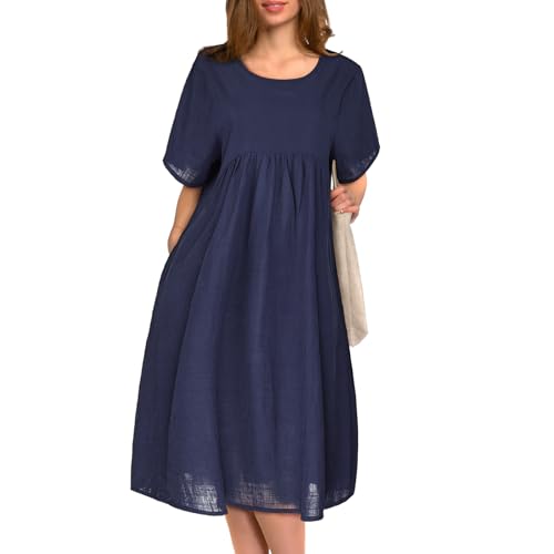 BSBUY Vestido Camiseta Mujer Manga Corta, Vestido Mujer Verano en Talla Grandes, Casual Vestidos Hasta la...
