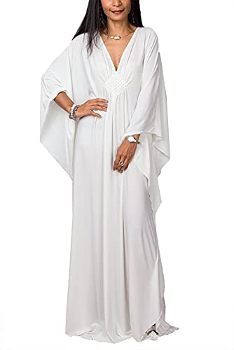 LikeJump Boho Kaftan Maxi Vestido Largo de Playa Kimono para Mujer Traje de Baño