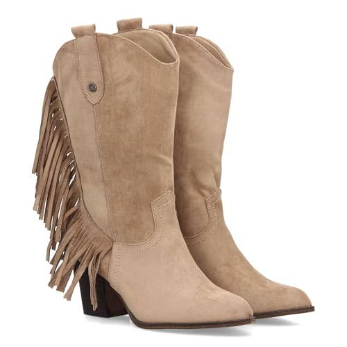 shoes&blues.es 97683 Bota de Media Cana Cowboy con Detalle de Flecos Laterales. Tacon Ancho de Altura...