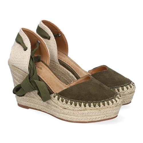 shoes&blues.es 89985 Sandalia de Mujer con Cuna de Yute, Comodas y Elegantes, Diseno Moderno con Cintas...