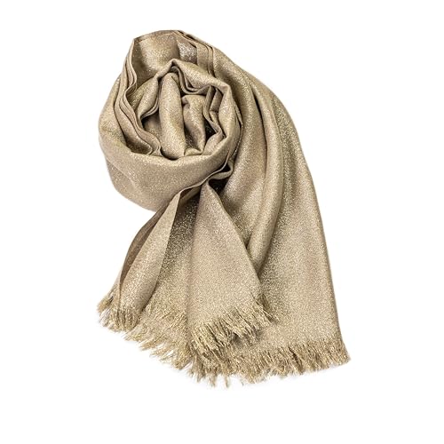 MAPIMANIA - Estolas para bodas mujer con lurex 195 x 90 cm Dorado Oscuro-Dorado, chal boda para vestidos...