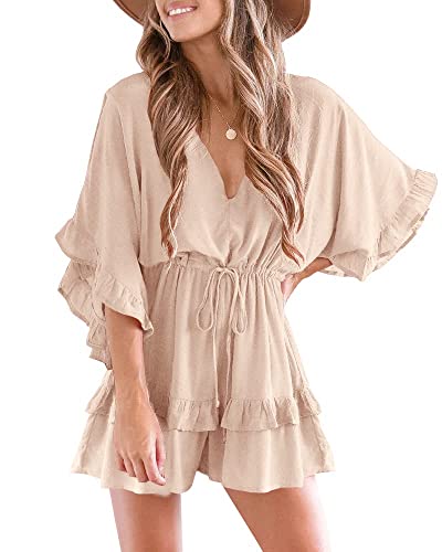 Imily Bela Mono de una pieza para mujer con cuello en V, mangas de murci&eacute;lago, vestido de playa con...