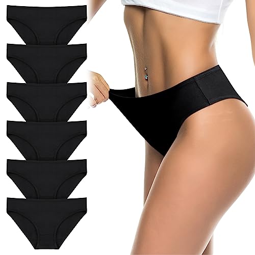 flintronic 6PCS Bragas Mujer, Braguita de algodón, Elástico Culotte Cintura, Ropa Interior Cómoda y...