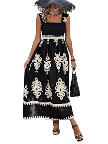 ticticlily Vestidos Largos Mujer Verano Elegante Boho Estampado Floral Vestido Playa Fiesta sin Manga y...