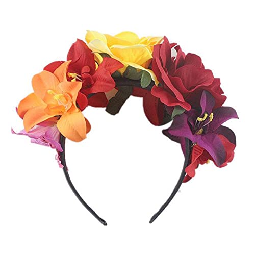 Diadema de flores estilo mexicano, complemento para el pelo para Halloween, Carnaval, espect&aacute;culos,...