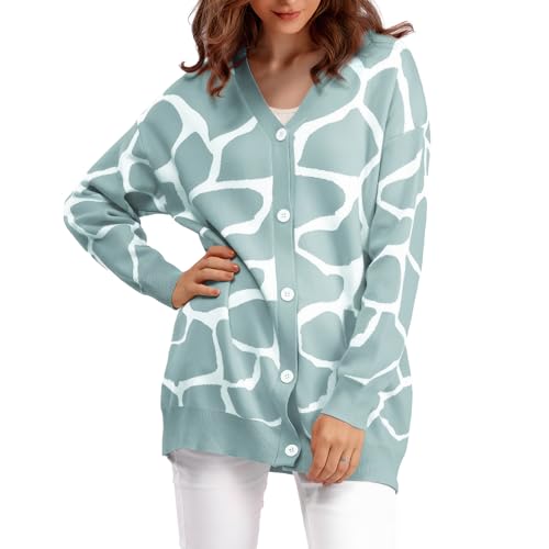 MGizo DtiSpectrum Cárdigan con Estampado Animal para Mujer - Cárdigan de Punto con Cuello en V y Manga...