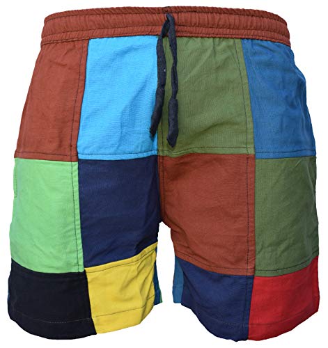 Gheri Hombres Labor de Retazos Vistoso Hippie Festival Algodón Ponerse Pantalones Cortos X-Large