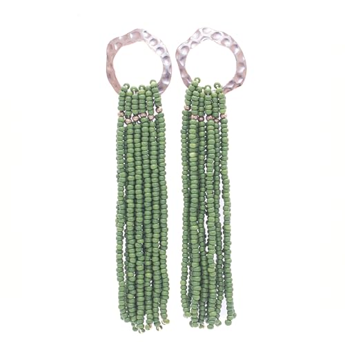 AMICHI- Pendientes Mujer Largos con Aro Dorado Mate &ndash; Pendientes Bohemios - Pendientes Mujer Colgantes...