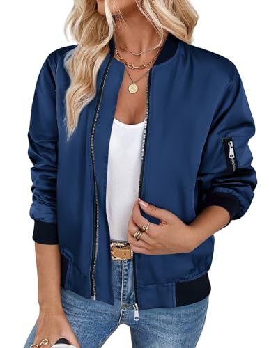 Zeagoo Chaqueta para Mujer Bomber Ligera Corto oto&ntilde;o Invierno Manga Larga cremalleras Cazadora Moda...