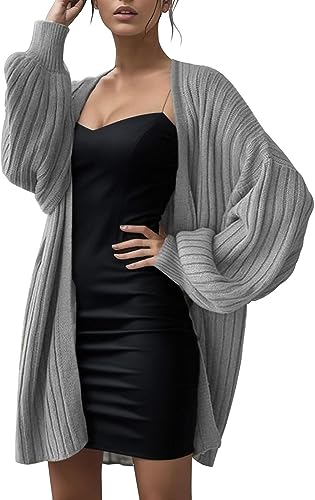 Mujeres Casual Cardigan de Manga Larga de la Linterna Cardigan Sweater Boho Chaqueta Suave de Gran...