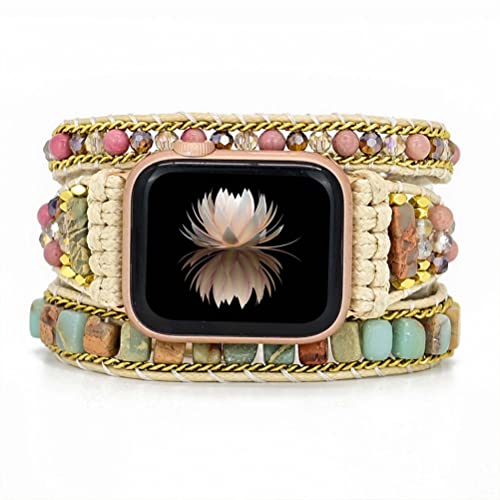 spier Pulsera de reloj bohemia hecha a mano con cuentas, compatible con Watch de 45 mm, 41 mm, 44 mm, 42...
