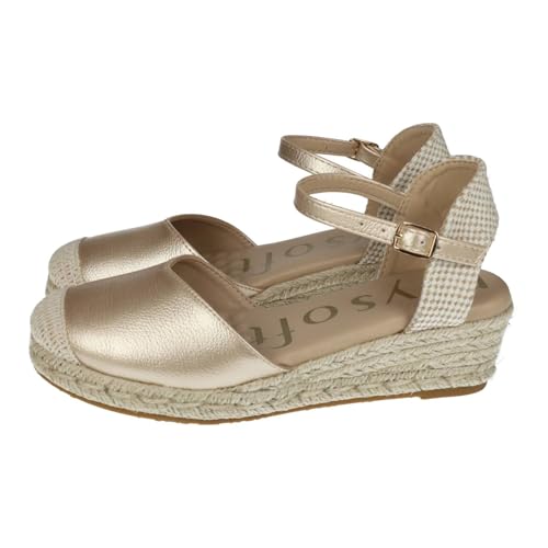 mysoft 25M102 Esparte&ntilde;as de Cu&ntilde;a para Mujer Plataforma de Yute Punta Cerrada y Cierre con Hebilla...