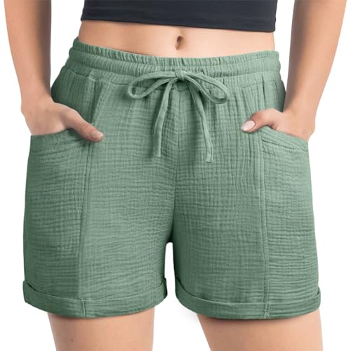AUYAO Pantalón Corto Mujer, Shorts Mujer Verano Sueltos con Bolsillos, Pantalones Cortos de...