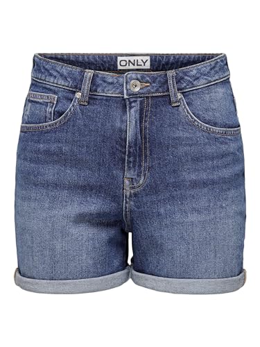 ONLY Pantalones Cortos de Mezclilla de Cintura Alta para Mujer de la Marca, c&oacute;modos para el Verano.,...