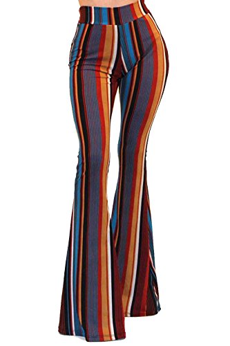 vivicastle s&oacute;lido de Boho Hippie de la mujer amplia pierna acampanada Bell Bottom Pantalones - Multi...