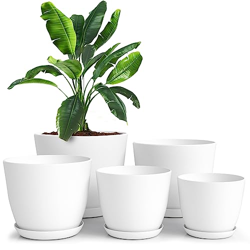 Utopia Home Paquete de 5 macetas 18/17/15/13/12 cm Maceta con platillo para la Cocina, balc&oacute;n, Plantas...