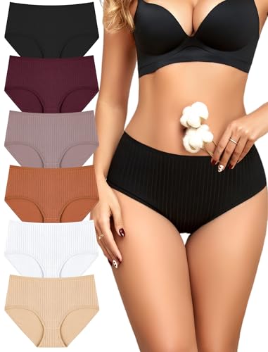 ALL OF ME Pack de 6 Bragas Mujer Algodon Talle Alto Ropa Interior Mujer Bragas de Mujer Transpirables con...