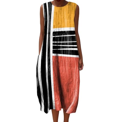 Vestidos de Verano Mujer Largos Boho Playa Sin Mangas Vestido Maxi Casual Holgado Estampado Floral...