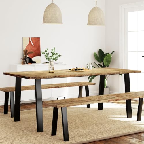 IKAYAA Mesa de Comedor Madera Maciza de Acacia 200x90x75 cmMesa Industrial de Comedor Mesa Salon Rustica...