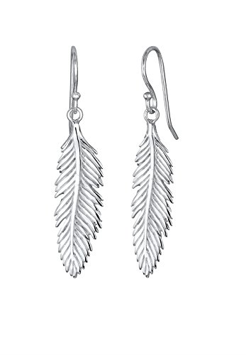 Elli Pendientes Colgador Boho de Plumas para Damas en Plata Esterlina 925