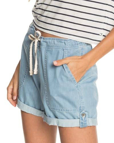Roxy Milady Beach - Short Vaquero El&aacute;stico Para Mujer Short Vaquero El&aacute;stico, Mujer, light blue, M