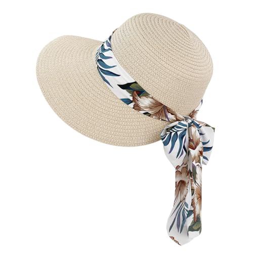 Feelorna Sombrero de Paja para Mujer, Protecci&oacute;n UV, Sombrero de Paja con Ala Ancha, Transpirable,...