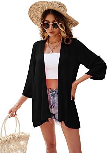 Ietaoo C&aacute;rdigan Largo para Mujer Kimono C&aacute;rdigan de Verano Bohemio Manga 3/4 Chaqueta de Punto