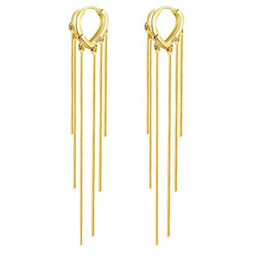ASH'S CHOICE Pendientes De Aro De Plata 925 Con Borla Para Mujer, Chapados En Oro De 14 Quilates,...