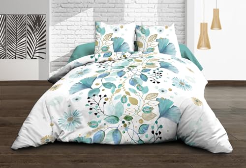 Le linge de Jules - Juego de s&aacute;banas Planas + s&aacute;bana Bajera de 140 x 190 + 2 T &ndash; Algod&oacute;n Puro de 57...