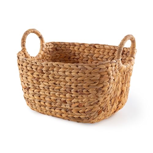 Compactor - Cesta rectangular de mimbre de jacinto de agua tama&ntilde;o L, 46 x 27 x 27,5 cm, color natural,...