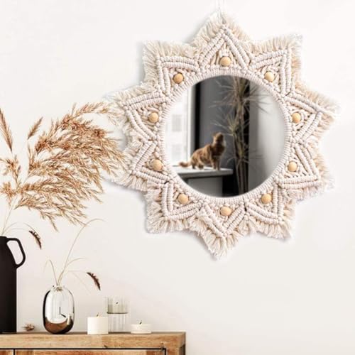 Roundsky Tapiz hecho a mano de macram&eacute; Maquillaje Compacto Bohemio Decoraci&oacute;n Hogar Dormitorio Pared...