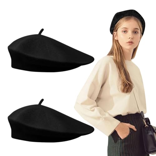 FUIPVGI 2 Piezas Boina Francesa Estilo Franc&eacute;s Cl&aacute;sicas Lana Boina Gorro para Mujeres Cl&aacute;sico Francesa...