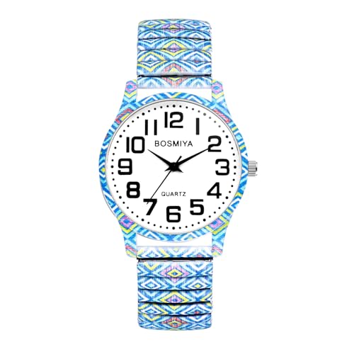 JewelryWe Reloj El&aacute;stico Cuarzo Anal&oacute;gico: Reloj Boho para Mujer N&uacute;meros Grandes Claro F&aacute;cil Lectura...