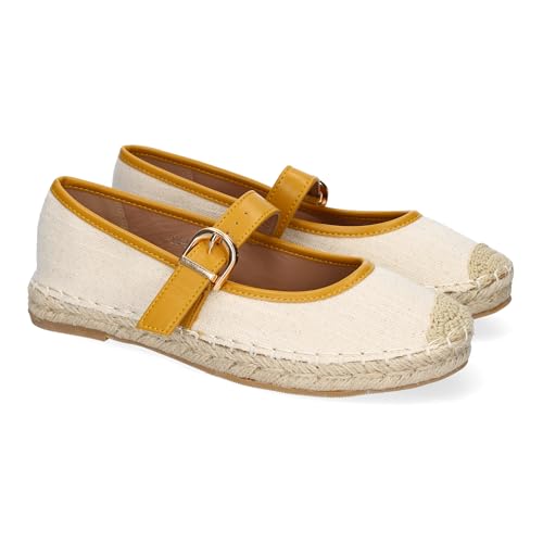 shoes&blues.es 90567 Bailarina Alpargata de Mujer con Yute, Diseno Moderno con Puntera Bordada y Cierre...