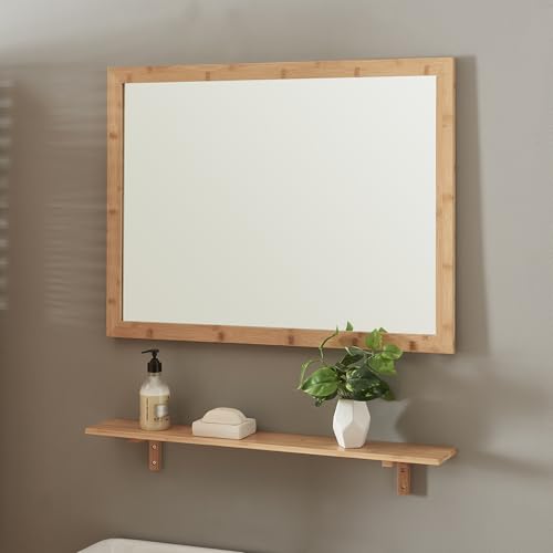 [en.casa] Espejo de Pared Boksereys Espejo Ba&ntilde;o Rectangular con Estante Mural Pasillo Sal&oacute;n Ba&ntilde;o...