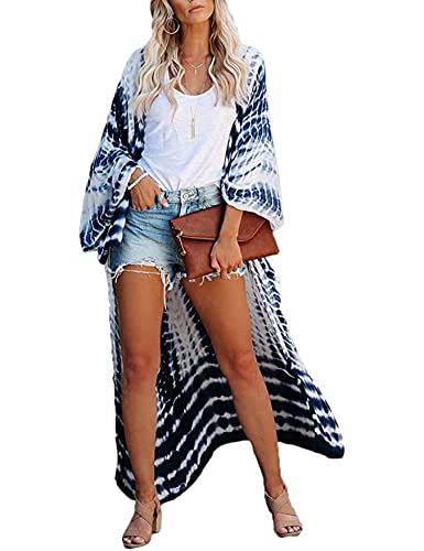 HYUET Mujer Kaftan Vestido de Playa Tie Dye Algod&oacute;n C&aacute;rdigan Maxi Kimono Pareos y Camisola Camisas...