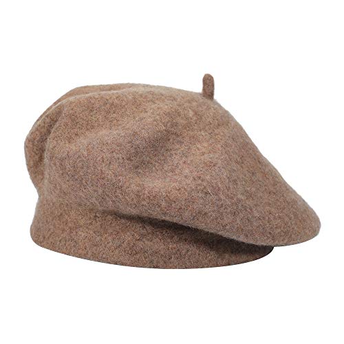ZLYC Estilo Francés Clásicas Lana Boina Gorro para Mujeres (Café),Talla única