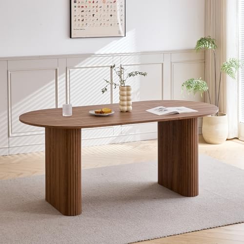 GrandCA HOME Mesa de Comedor Ovalada de Madera, Moderna Mesa de Cocina de 180 CM, Escritorio Grande de...