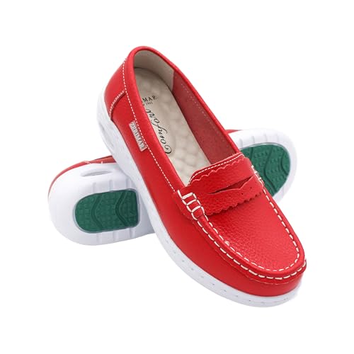 Zerimar Mocasines Mujer Piel con Antifaz | Zapatos C&oacute;modos con C&aacute;mara de Aire y Tac&oacute;n 3,5 cm | Color...