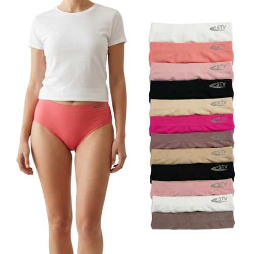 idolika - Pack 12 - Bragas Mujer - Bragas sin Costuras - Ropa Interior Mujer - Elasticas, comodas y de...