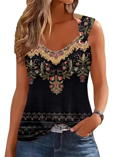 EIRUKON Camiseta Sin Mangas Mujer Verano Cuello en V Elegant Camisetas de Tirantes Boho Camisole Tank Top...